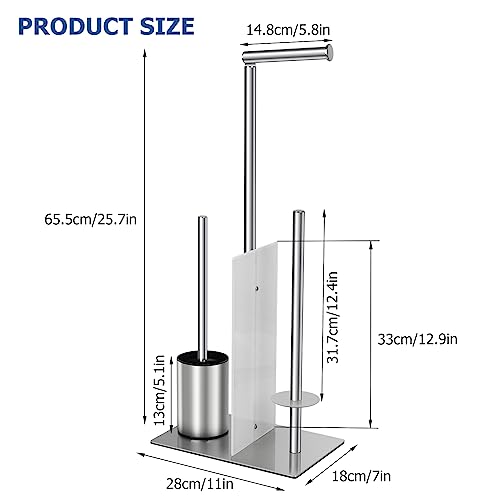 Topsky Toilet Brush and Free Standing Toilet Roll Holder Set Stainless ...