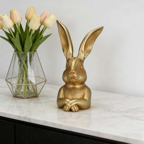 Figurines de lapin de printemps dorées en résine pour décoration de table
