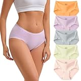 INNERSY Women's Underwear Cotton Modal High Cut Hipster Panties Moisture Wicking Briefs 5-Pack(Large, Dreamy Hues)
