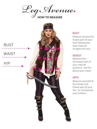 Leg Avenue 85634X Womens - 4 Piece Captain Blackheart Set Cold Shoulder Shirt Leggings And Headband Sexy Halloween Adult Sized Costumes thumb #7