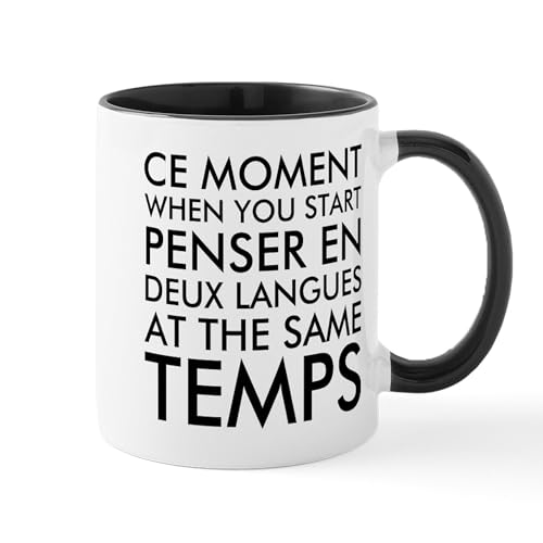 CafePress Thinking In French And English Mugs 11 oz (325 ml) Ceramic Coffee Mug