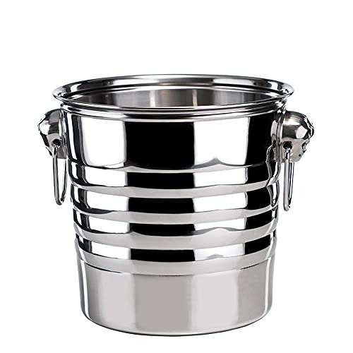 QHYXT Cubo de Hielo vanguardista de Doble Capa Espesado portátil Creativo de Estilo Europeo, Barra de Hielo de champán de Vino Tinto Cubo de Xiaoice para el hogar, Acero Inoxidable Plateado 5L Cover