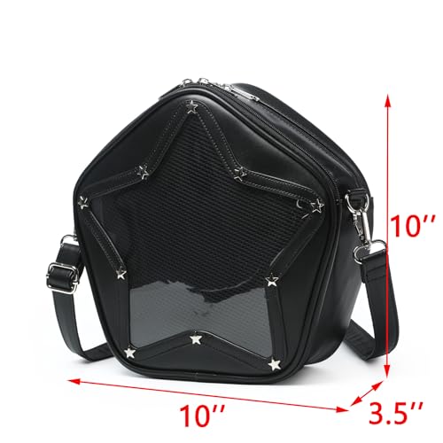 Image of Star PU Ita Crossbody Y2K Aesthetic Clear Pin Window Kawaii Anime Purse | Star Design For Cosplay, Meetups & Daily Y2K Outfits