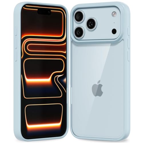 oakxco Thin Slim Clear case for iPhone 17 Pro/ 18 Pro, Transparent Hybrid Hard Shell Plastic & Soft Silicone Rubber Bumper, Non-Yellow Acrylic Protective Lightweight Cover for Women, Light Blue