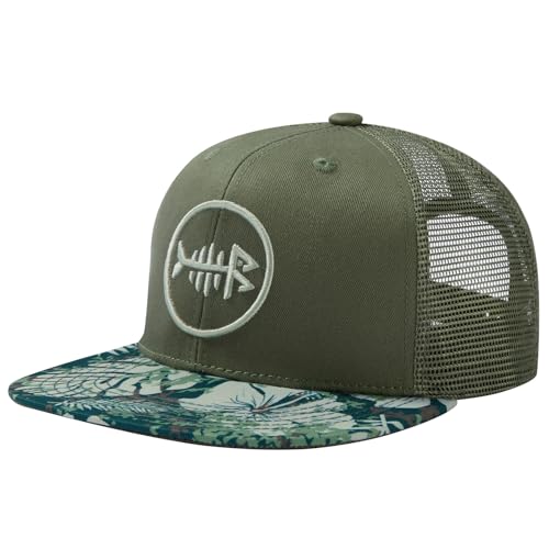 Image of BASSDASH Flat Brim Trucker Cap Adjustable Snapback Hat Mesh Back for Men Women