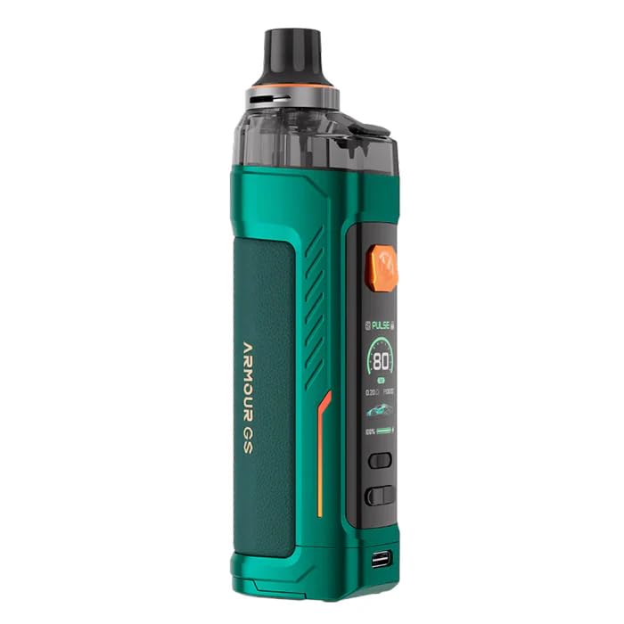 Armour GS Kit for Vaporesso, 0.96-Inch Ultra Clear Indicator Screen, Heavy Duty Design, Pulse And Eco Mode, Compatible with 18650 Battery (Sold Separately), 2ml Cartridge No Nicotine, (Green)