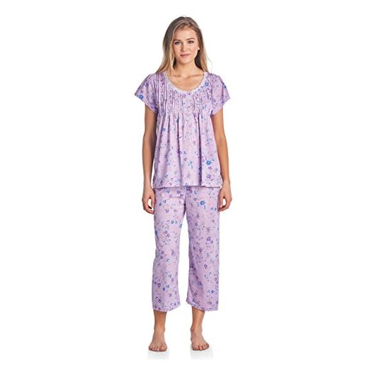 Casual Nights Women's Short Sleeve Capri Pajama Set - Purple - Medium