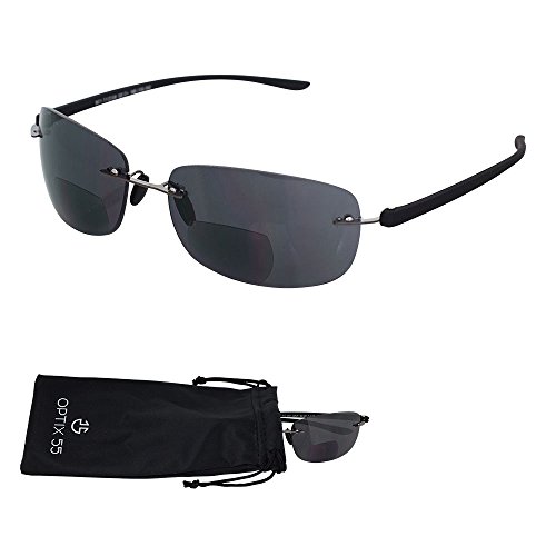 Rimless Bifocal Reading Sunglasses - Lightweight"Invisible Readers" with UV Ray Sun Protection, 150