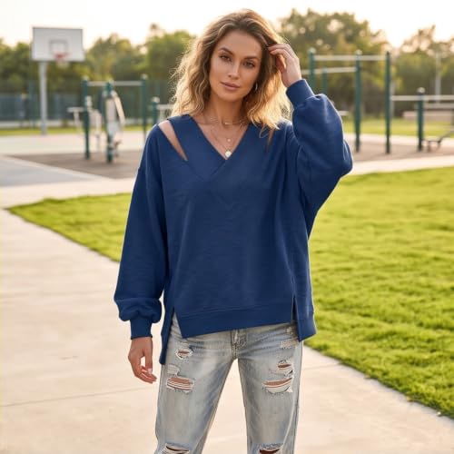 Off the Shoulder Sweatshirt Womens Y2k V Neck Tunic Holiday Sweatshirt - image 5