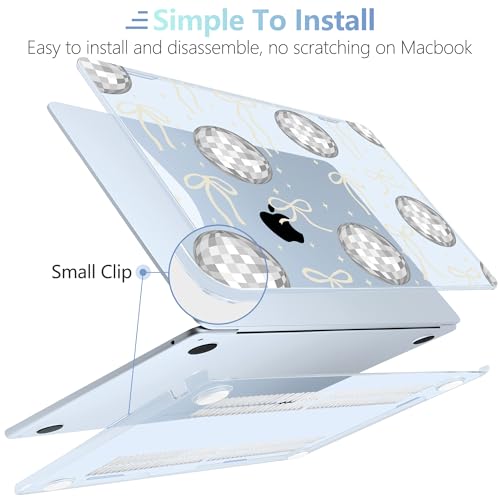 Image of MEEgoodo for M5 /M4 /M3 /M2 MacBook Air 15 inch Case 2026 2025 2024 2023, Case Fit Model (A3448 /A3241 /A3114 /A2941) for MacBook Air 15.3 inch, Silver Disco Balls & Bows
