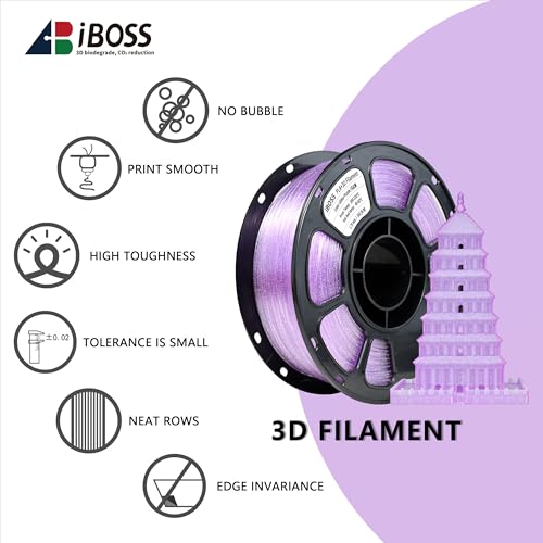 Image of iBOSS Transparent Glitter Purple PLA+ Filament 1.75mm, 1kg Glitter Translucent 3D Printer Filament, PLA Plus Neatly Wound Clear Filament, Fit Most FDM 3D Printers