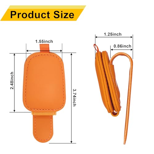 Image of Yuoyar 2 Packs Sunglasses Holders for Car Visor - Magnetic Leather Sunglasses Holder and Ticket Card Clip - Car Visor Accessories (Orange)