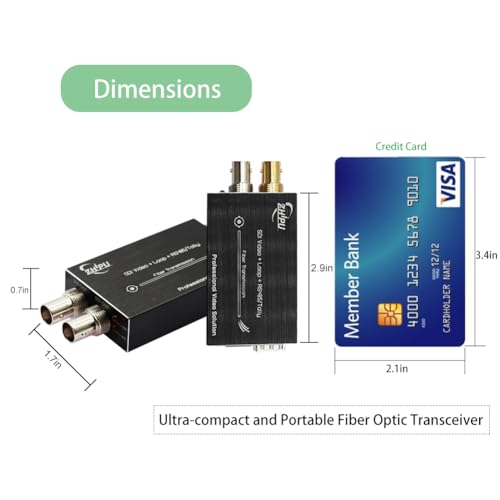 Image of 3G-SDI to Fiber Converter Kit with SFP, Broadcast Video Extender Support 1080P 60Hz & RS485 Tally Loop Output, Up to 20km Transmission for Studio Camera, Single-Mode, a Pair