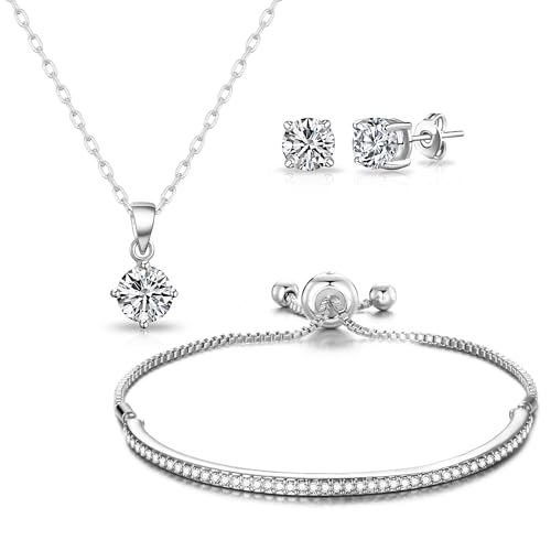 Philip Jones Conjunto de amistad enchapado en plata creado con cristales Zircondia®