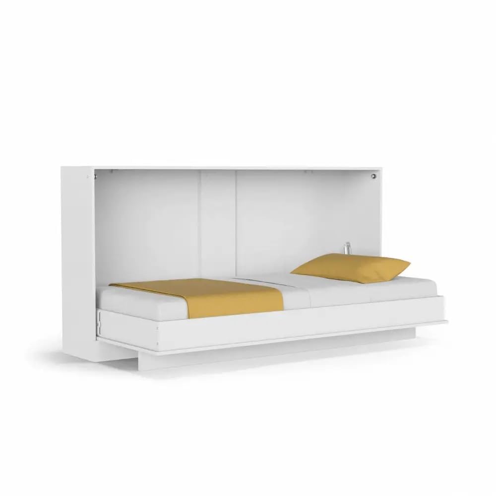 PAPA JET Wall Mounted Murphy Bed Frame, White, 114x108x38 cm, Space Saving Foldable Design (Mattress Sold Separately)-image-47