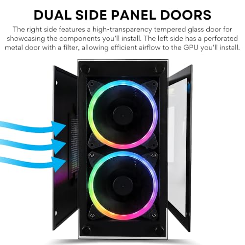 Gabinete para PC Gaming Stratos SFF: Mini-ITX, compatible con fuente SFX, cable riser PCIe 4.0, preparado para refrigeración AIO de 240 mm, con 4 ventiladores ARGB PWM (600-2000 rpm) y controlador incluido, soporte para GPU de triple ranura (125 mm) miniatura 4