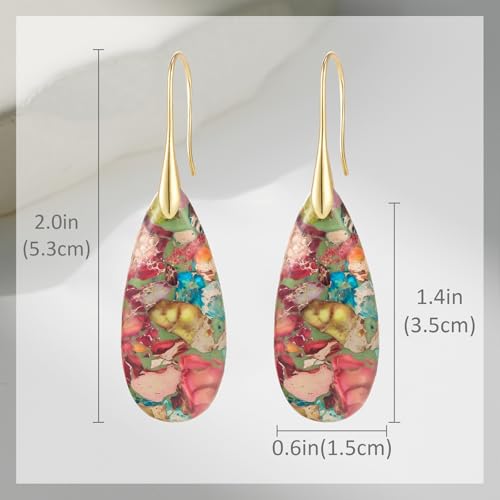 YOQUCOL Boho Stone Waterdrop Fishhook Dangle Drop Earrings Golden Statement Earrings for Women Trendy3