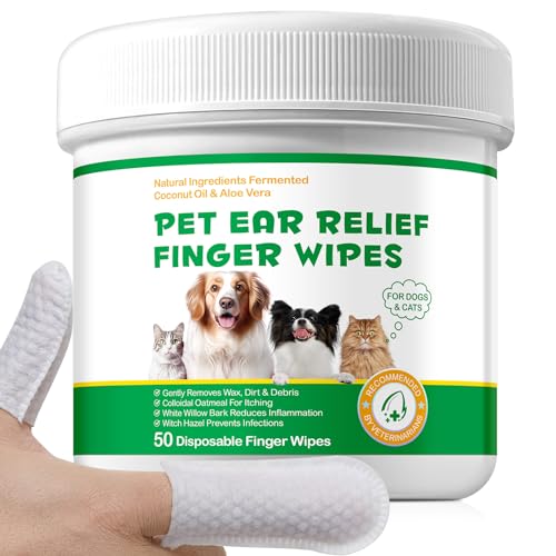 PLOBRT Salviette per Le Orecchie per Cani, Salviette Biodegradabili per Le Orecchie dei Cani, Delicate ed Efficaci, Salviette per Le Orecchie dei Cani per la Pulizia delle Orecchie