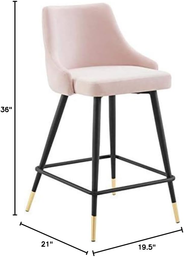 Miniatura 3 de Modway Adorn Tufted Performance - Taburete de terciopelo para mostrador, color rosa