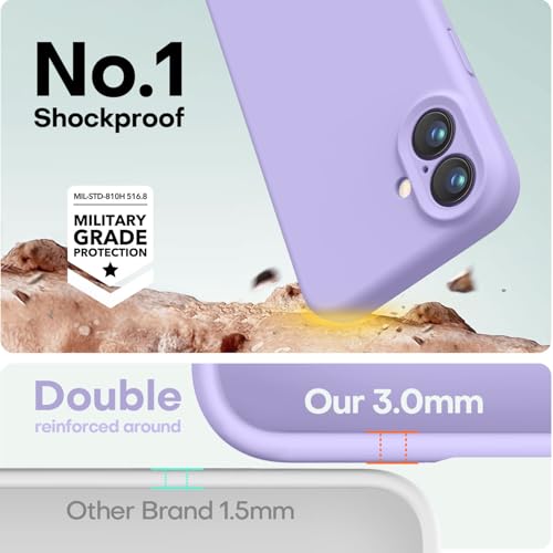 Image of LOVE 3000 Designed for iPhone 16 Case, Premium Silicone with [Soft Anti-Scratch Microfiber Lining] Shockproof Protective Phone Case for Men Women Girls 6.1 inch, Light Purple