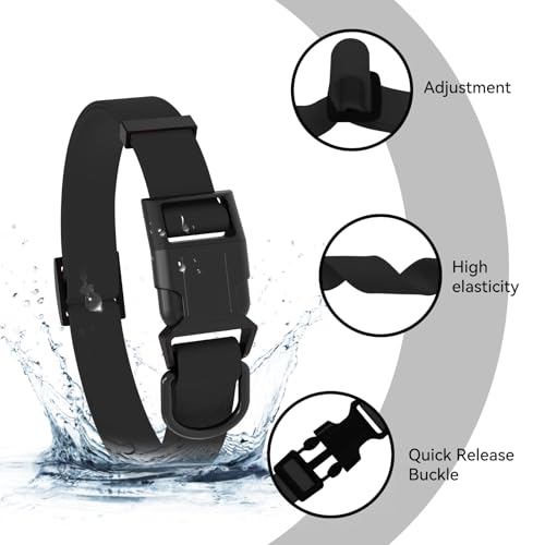 Image of Waterproof Dog Collar, Easy to Clean Rubber Dog Collars with Quick Release Buckle Fits Small Medium or Large Dogs (Black, S < 9.5-14.1 inch)