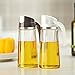 Marbrasse Oil Dispenser for Kitchen,20 OZ /600ml Leakproof Glass Oil Bottle with Auto Flip Cap,Olive Oil Container for Kitchen Cooking (White)