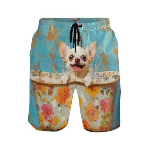 Short de bain rétro chihuahua idéal pour vos vacances à la mer en famille