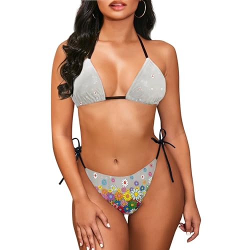 AFPANQZ Bikini & Beach Wrap Set High Cut Side Tie Bottom with Sheer Sarong Bikini Leotards Cozy Beach Bathing Suit Wrap3