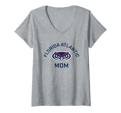 Womens Florida Atlantic University FAU Owls Arched Mom V-Neck T-Shirt