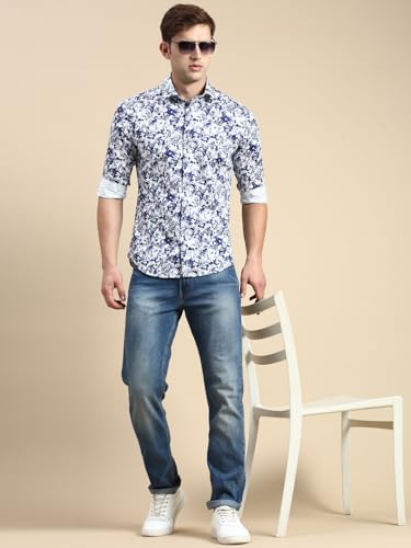 Image of SHOWOFFFF Men Printed Casual Shirt | Spread Collar Full Sleeves Cotton Shirt for Mens | Slim Fit Regular Length Shirt for Men's