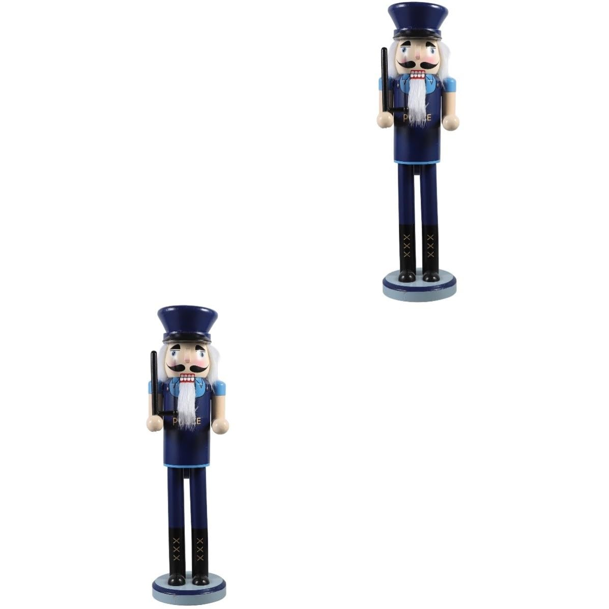 Beaupretty 2 Piezas Cascanueces de Mesa Policía Navideño de Madera Azul,