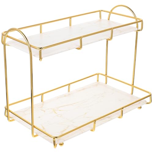 TEHAUX 浴室カウンター収納棚 二段式化粧品オーガナイザー ホワイトベース清掃簡単 多用途トイレ収納ラック 実用的で設置簡単