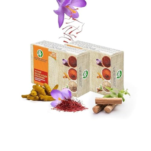 Image of Beauty Kesar Soap With Saffron, Turmeric and Sandalwood For Facial, Acne Treatment and Black Heads Removal | 75GM*5