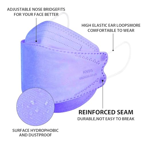 Image of Borje KN95 Face Masks for Adults 50 Pack, 5-Ply Purple Disposable Face Mask Against PM 2.5 Smoke & Dust, Filtration Efficiency 95%