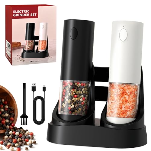 Irosiy Electric Salt and Pepper Grinder Set - Rechargeable Battery ...