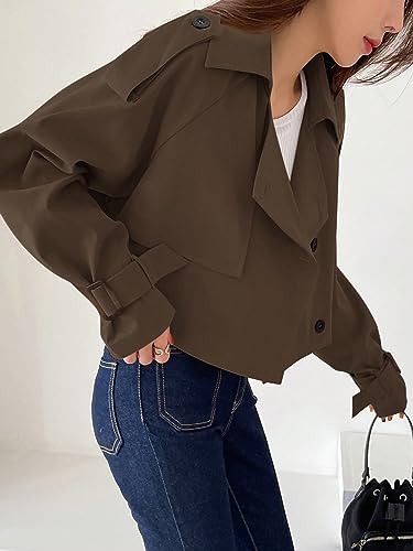 CIVOUX Womens Winter Coats Long Sleeve Epaulettes Design Single Breasted Raglan Sleeve Trench Coat Outerwear3