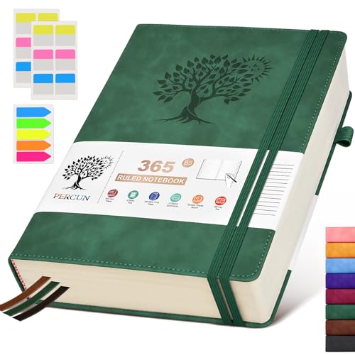Carnet de notes B5 ligné de 365 pages en cuir avec couverture rigide