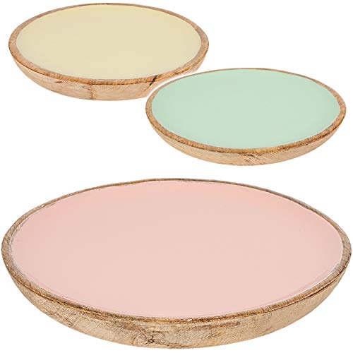 Kunststoff & Holz - Teller/Speiseteller/Frühstücksteller/Dekoteller - Ø 23 cm - bunt - BPA frei - rund flach - Frühstücksteller/Abendbrotteller - Holz..