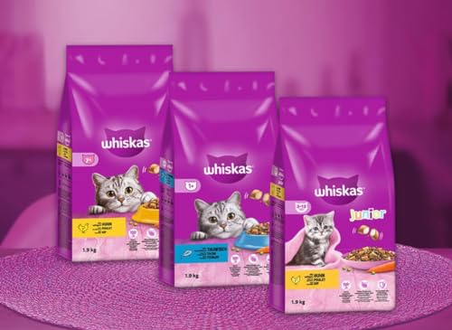 WHISKAS 7+ mit Huhn Katzenfutter Trockenfutter (2x1,9kg, Huhn)