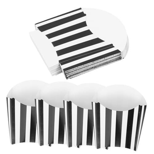 KICHOUSE 50pcs Popcorn Buckets Night Snack Treat Boxes Unique Stripe Pattern Party Snack Bucket
