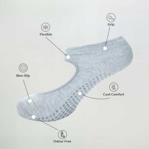 Grip Pilates Socks for Women | Non Slip Yoga Socks | Pack of 3 | Anti-Skid for Dance, Ballet, Hospital Use4