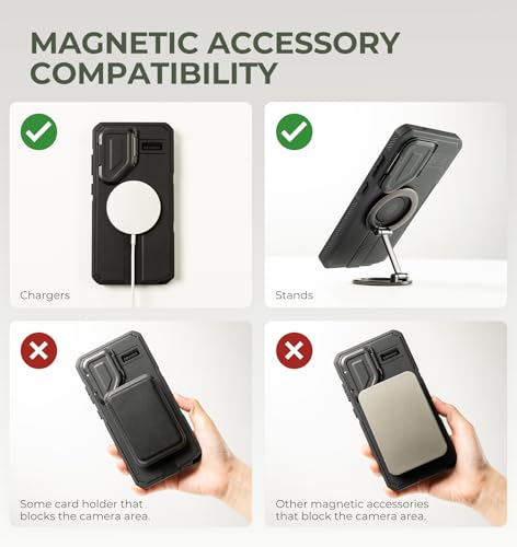 Image of Dexnor for Samsung Galaxy S26 Ultra Case with Camera Cover & Adjustable Kickstand & Screen Protector, Compatible with MagSafe, Rugged Shockproof Bumper Cases Magnetic Protective Cover(2026),6.9 inch Black