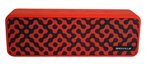 Rockville Faze Portable Bluetooth Speaker TWS Wireless Link 36 Hour Battery, Red