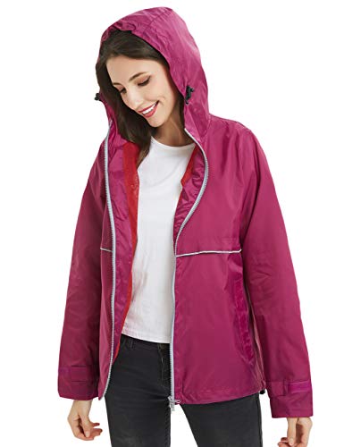 SUNDAY ROSE Women Rain Jacket Lightweight Waterproof Raincoat Hooded Windbreaker4