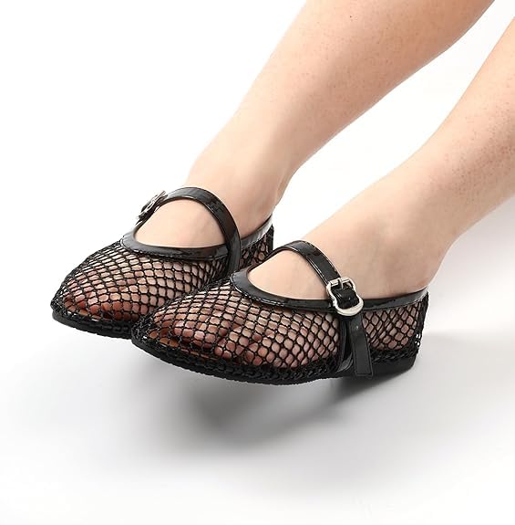 Mesh Ballet Flats Shoes for Women Flats Comfortable Dressy Mary Jane Flats Mesh Flats Round Toe Fishnet Flats for Casual Formal Occasion3