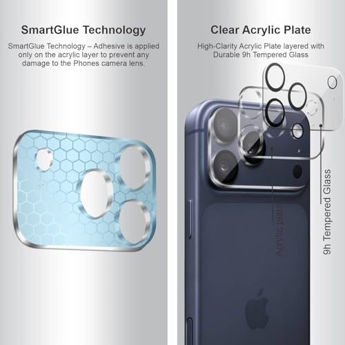 Image of SupCares Premium Camera Lens Protector Tempered Glass Compatible For iPhone 17 Pro With Installation Kit | Edge to Edge Coverage | Transparent | Pack of 2