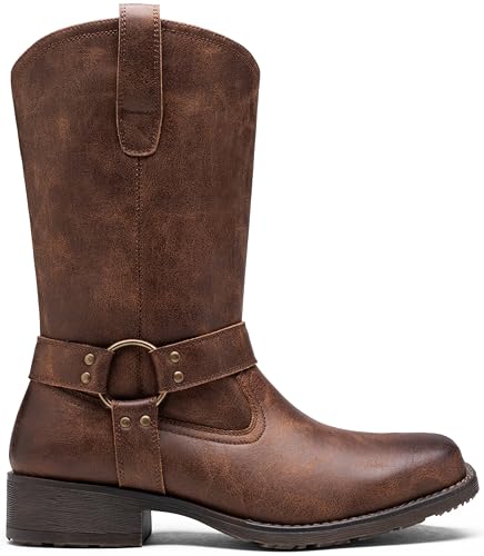 Image of Jousen Cowboy Boots for Men Leather Harness Square Toe