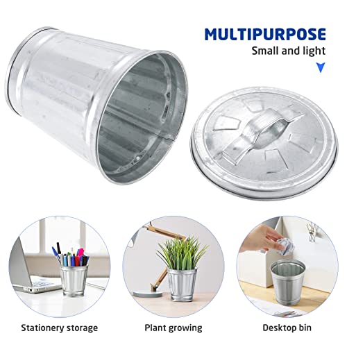 Mini poubelle de table avec couvercle basculant métallique robuste - 7