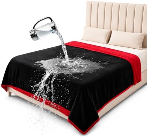 wasserdichte Decke für Intimitäten im Bett, Flanell-Liebesdecke für Erwachsene, wasserundurchlässige Vergnügungsdecke, 152 x 203 cm, Rot und Schwarz