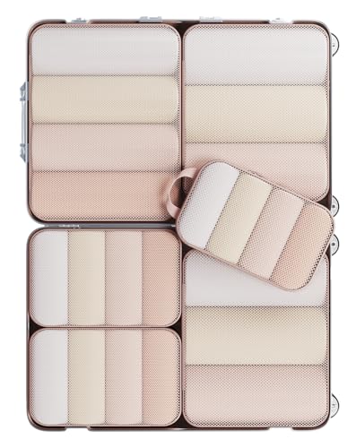 Veken 6/9/11 Set Compression Packing Cubes for Travel Essentials,Compressible Expandable Large Luggage Suitcase Organizer Bags for Clothing,Durable Space Saver Storage Bags(Beige)